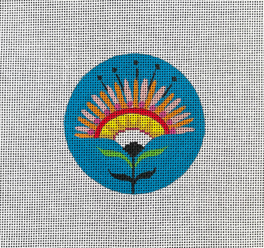 IN367  - Tribal Patch Folk Art Flower Round