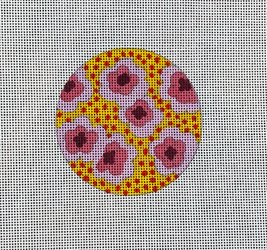 IN417 - Pink Flowers Orange Dots Round