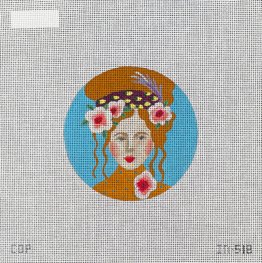 IN518 - Lady on Light Blue Round