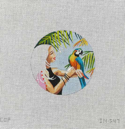 IN547 - Girl with Parrot Round