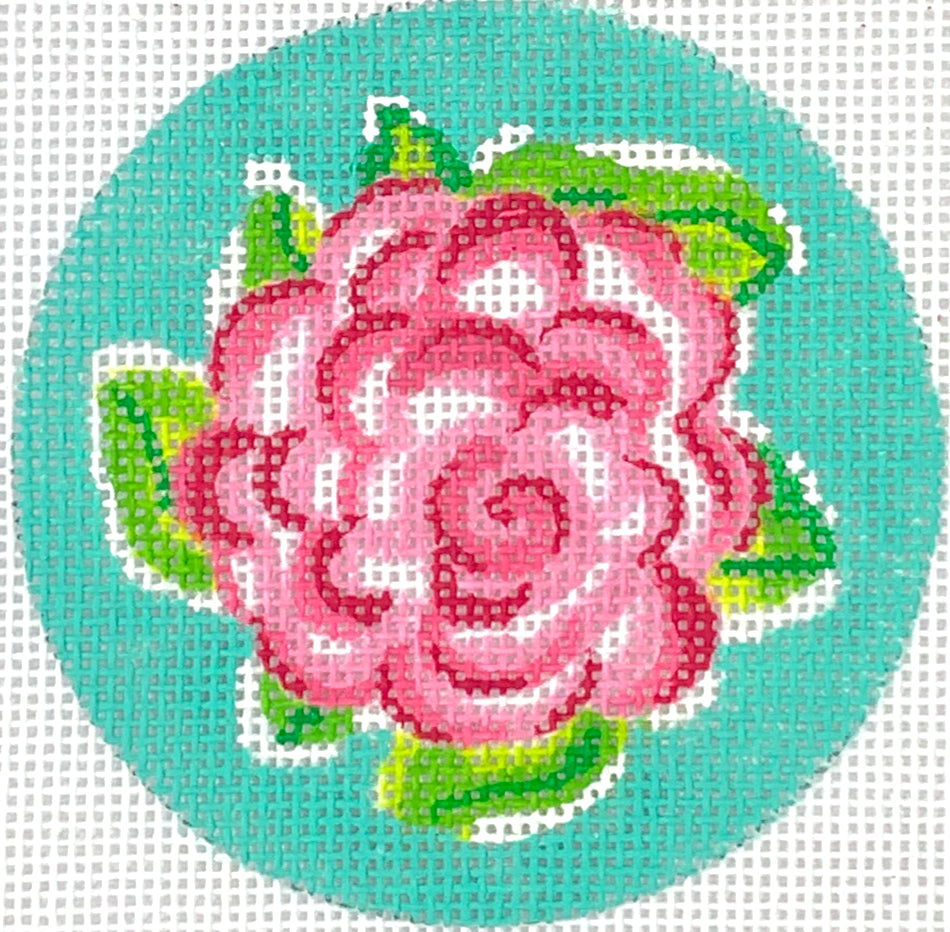 INSL3-52 - Lilly-Inspired Rose - Pinks and Greens on Turquoise