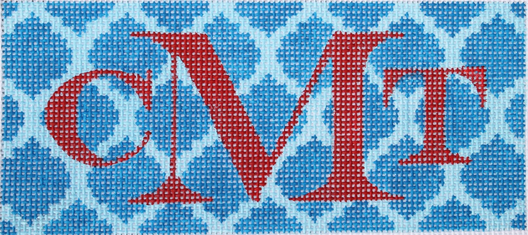 INSLJW-42 - Quatrefoils - Royal Blue on LIght Blue with Red Letter