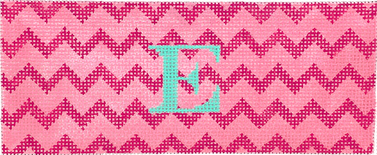 INSLJW-43 - Zigzag - Light Pink and Raspberry with Aqua Lettering