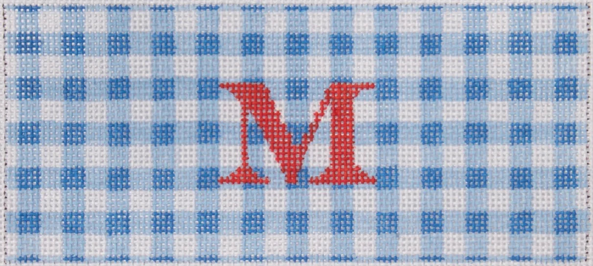 INSLJW-48 - Gingham - Blues with Red Letter