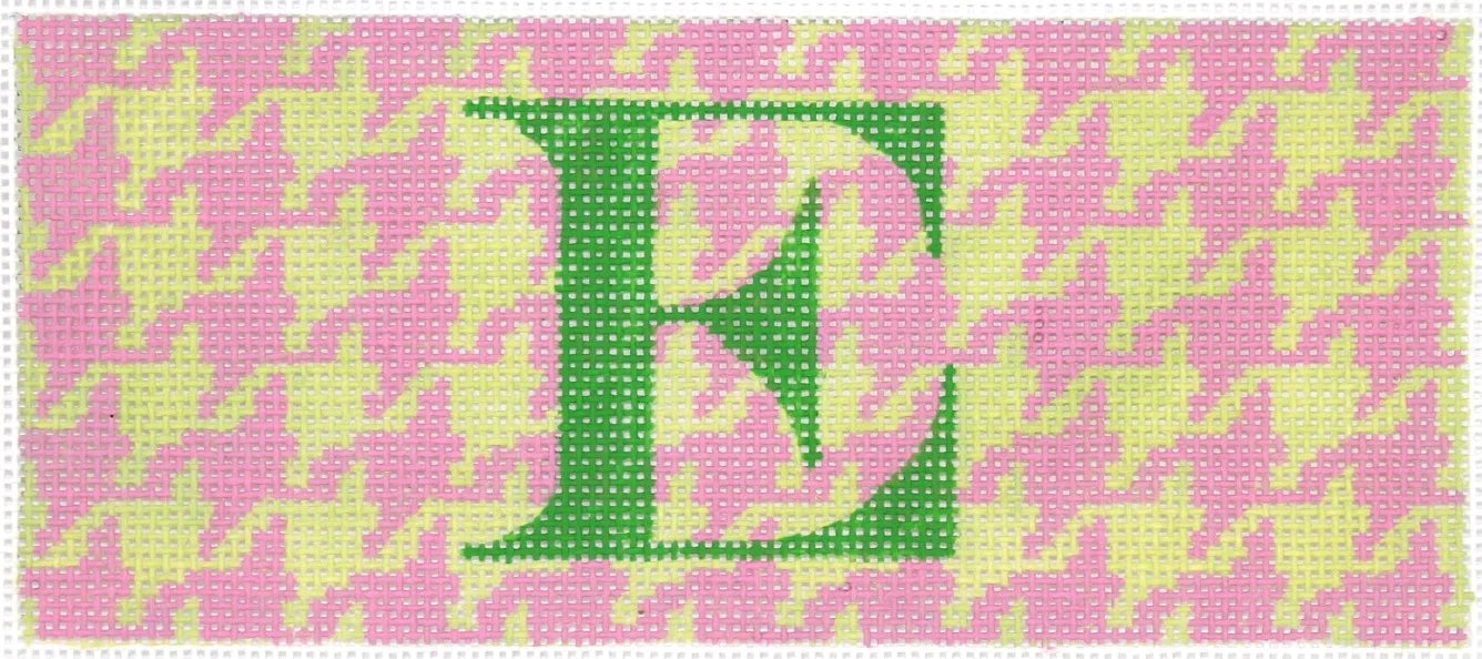 INSLJW-49 - Houndstooth - Pink and Lime with Periwinkle Lettering