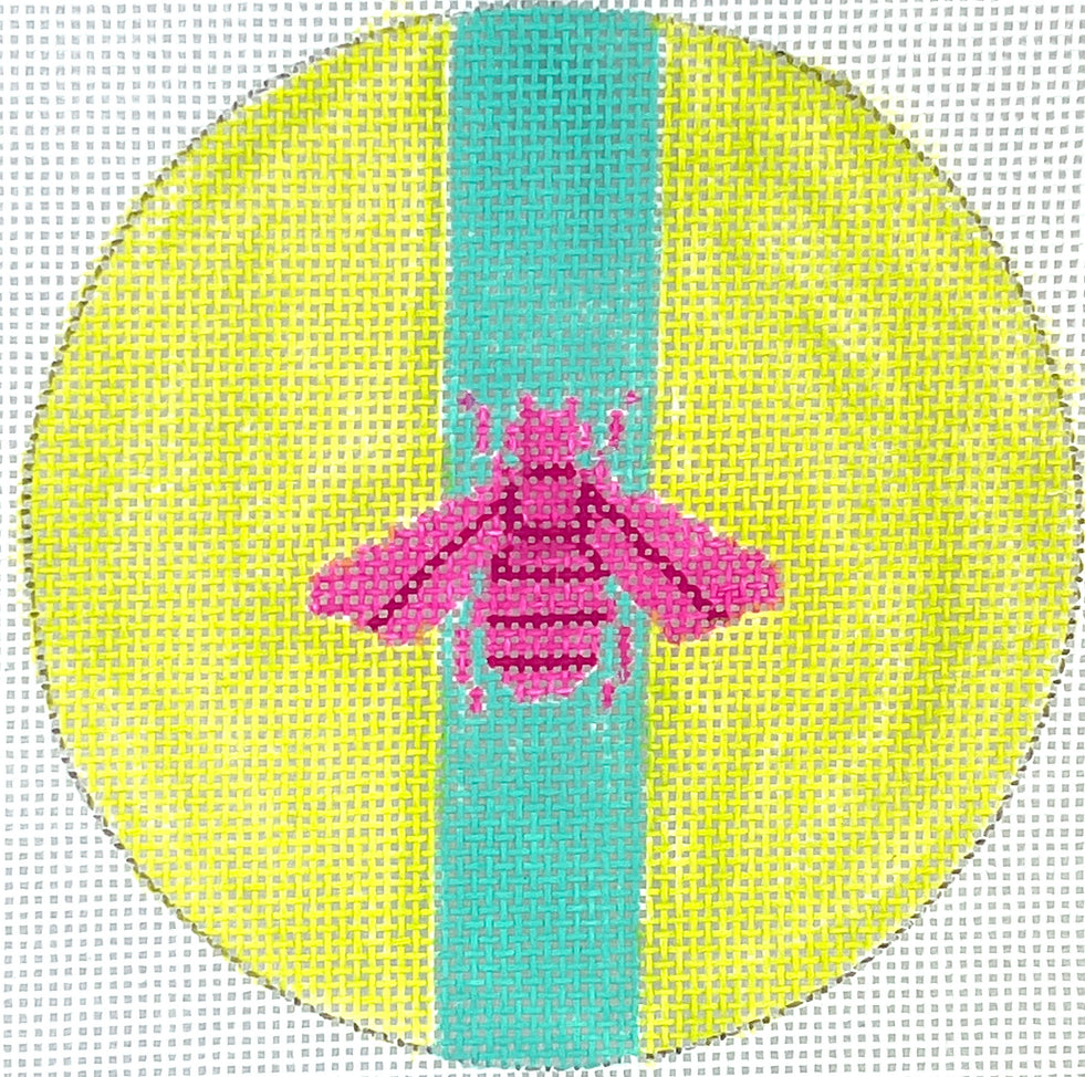 INSMC-104 - Gucci Bee on Mod Colors - Hot Pink with Turquoise Stripe on Citron Green