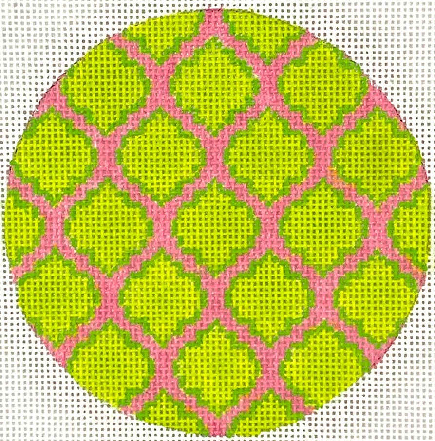 INSMC-22 - Quatrefoils - Lime on Bright Pink with Emerald Letter (Retiring)