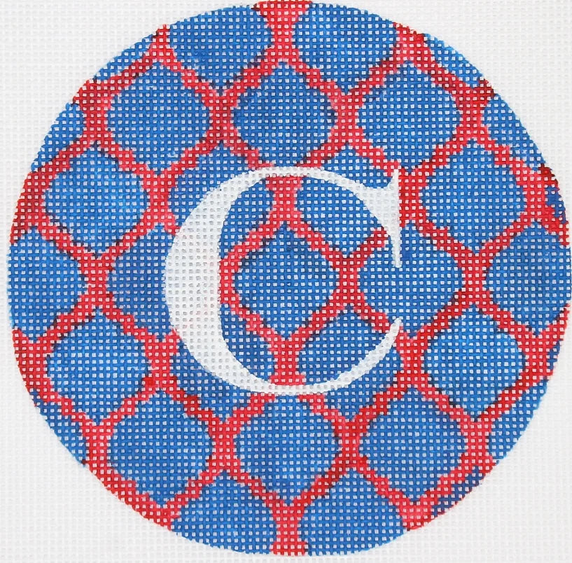 INSMC-25 - Quatrefoils - Marine Blue/Red with White Letter (Retiring)