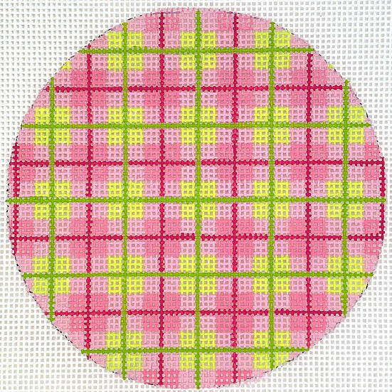 INSMC-27 - Madras Plaid - Pinks and Greens with Grass Green Letter