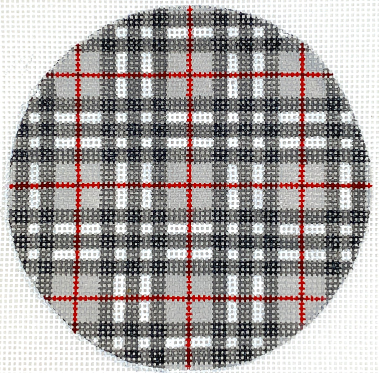 INSMC-28 - Gentleman's Plaid -  Grays/Blacks/Red with Red Letter