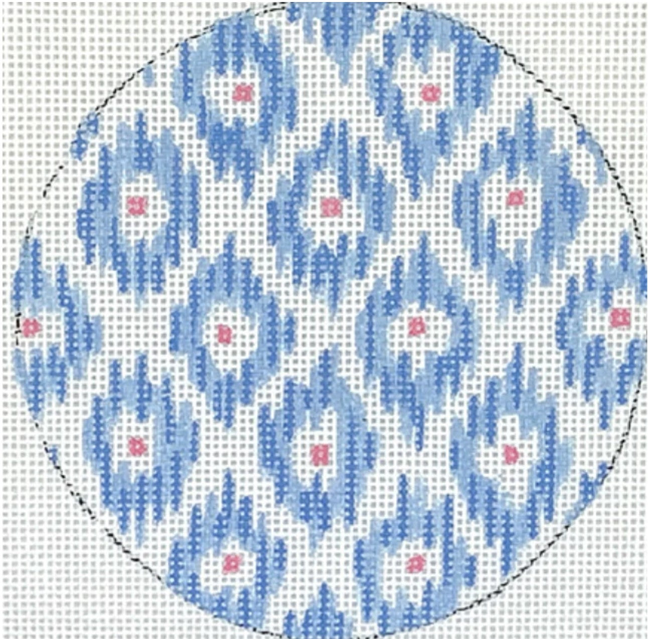 INSMC-42 - Ikat - Soft Blues and Pink with Bright Blue Letter