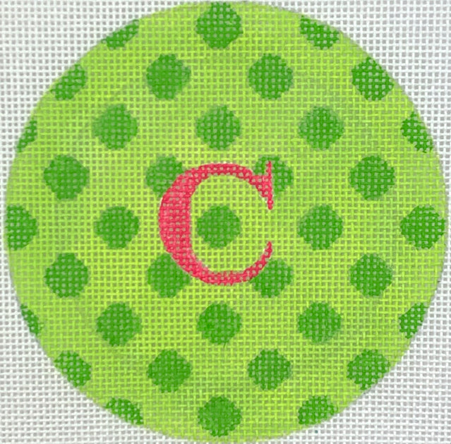 INSMC-46 - Polka Dots - Green on Lime with Watermelon Letter