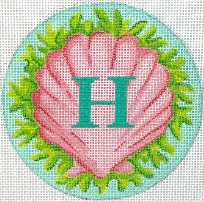 INSMC-49 - Pink Scallop and Green Seaweed with Turquoise Letter