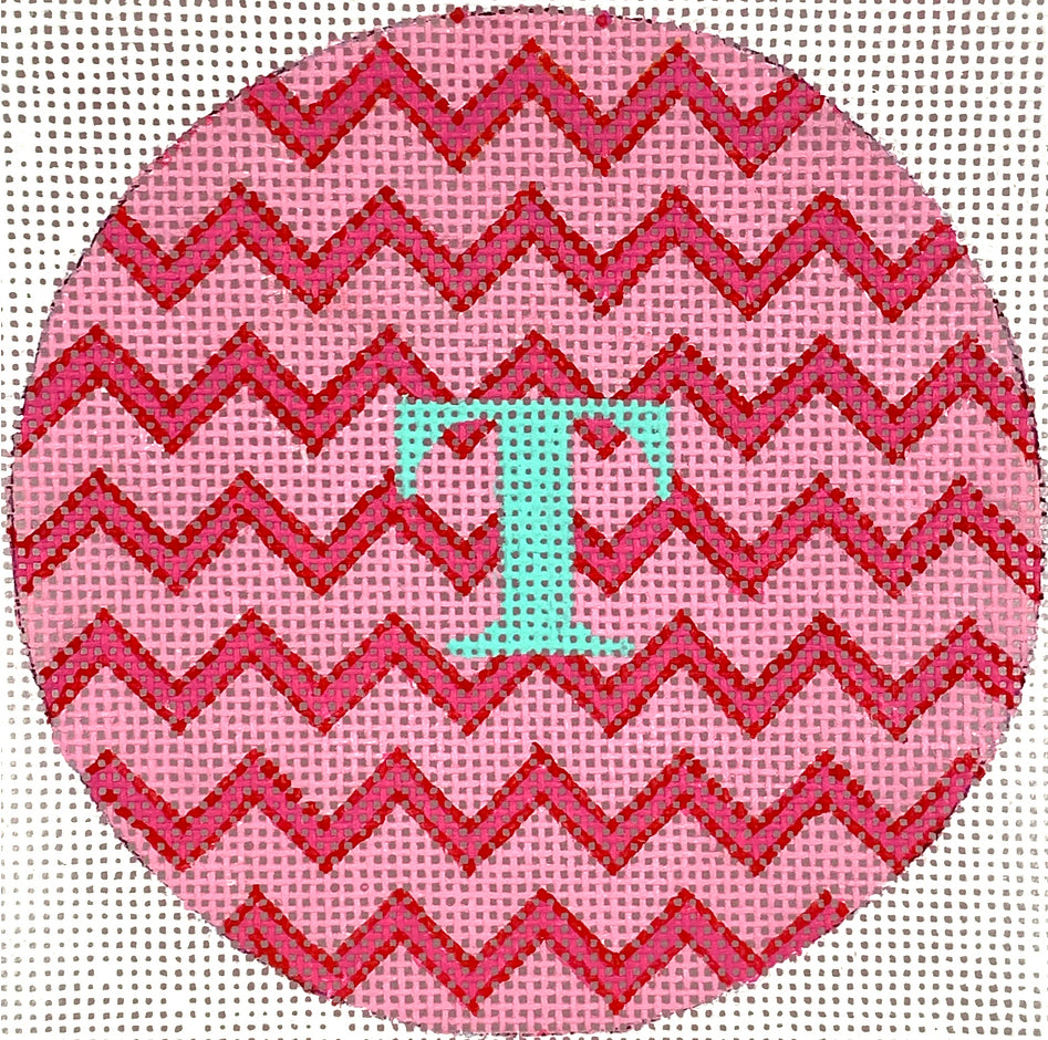 INSMC-85 - Zigzag - Pinks and Red with Turquoise Letter