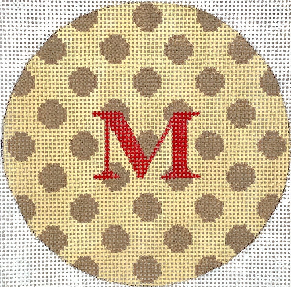 INSMC-89 - Polka Dots - Tans with Red Letter