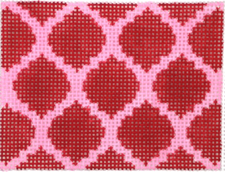 INSPCC-13 - Quatrefoils - Red on Pink with Turquoise Letter