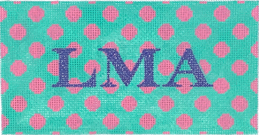 INSPCL-04 - Polka Dots - Hot Pink on Turquoise with Periwinkle Letters