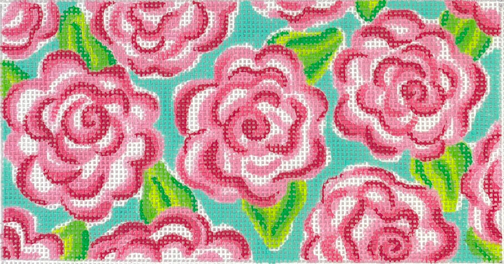 INSPCL-53 - Lilly-Inspired Roses - Pinks and Greens on Turquoise