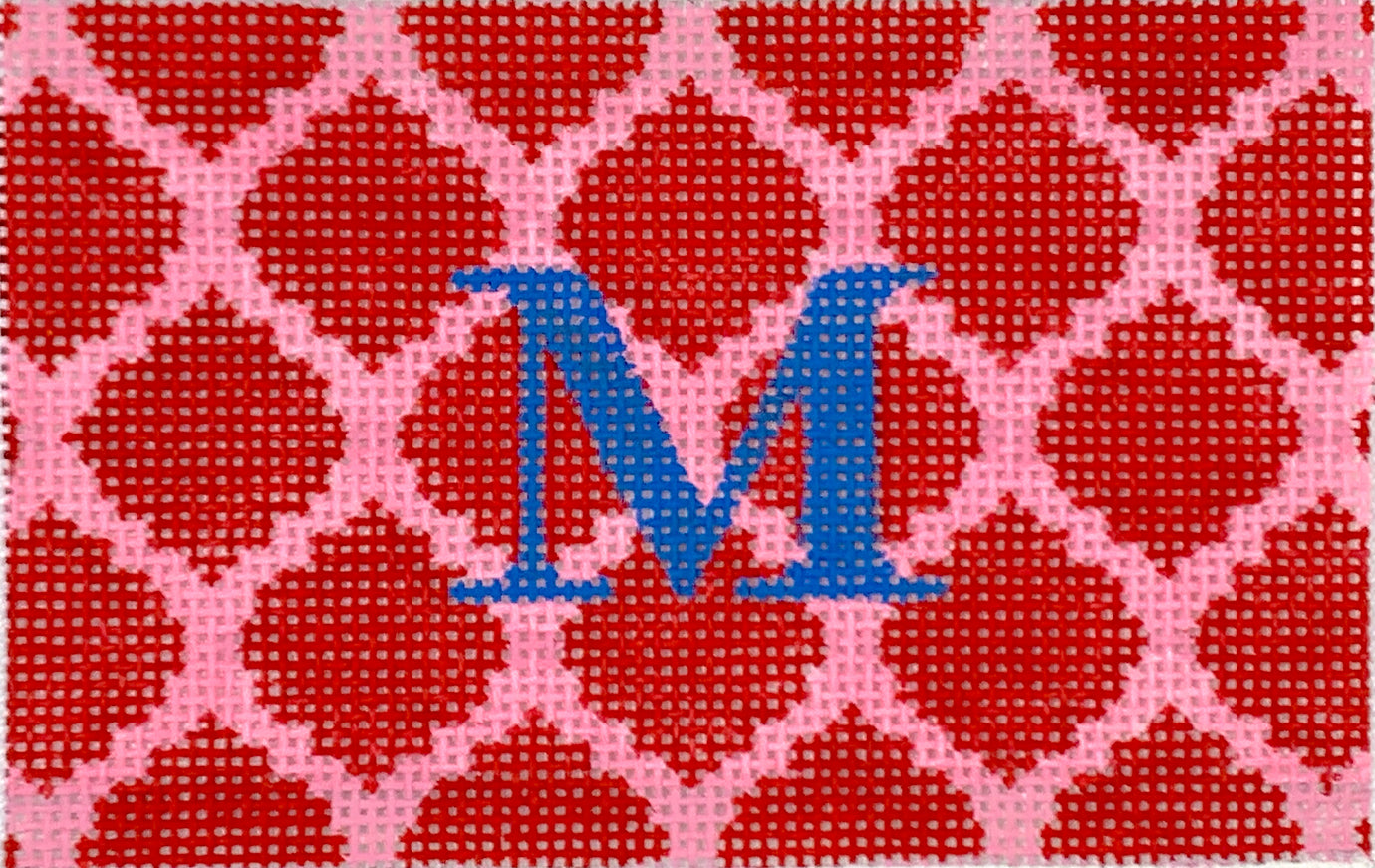 INSPPP-06 - Quatrefoils - Red on Pink with Blue Letter