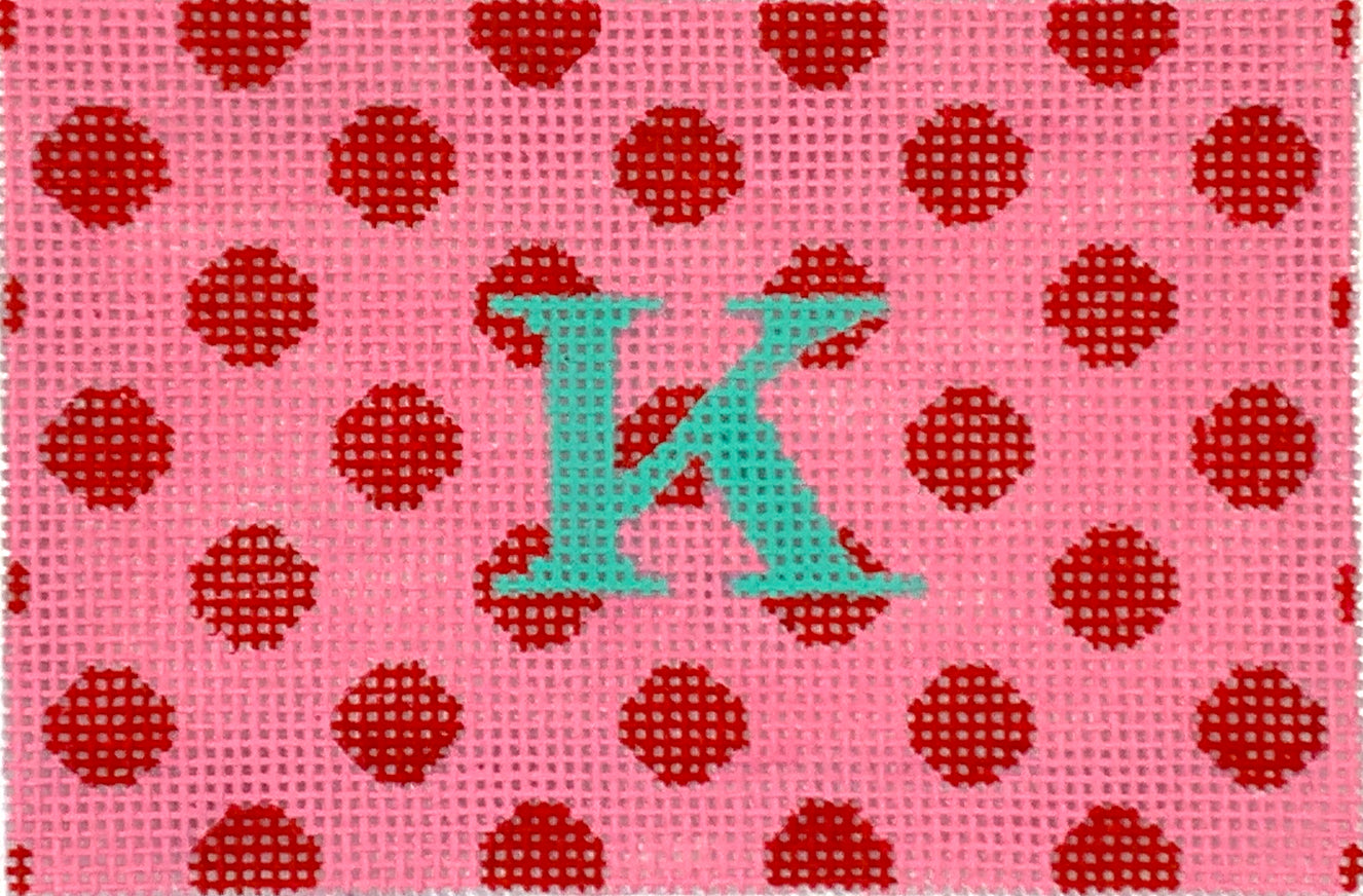 INSPPP-36 - Polka Dots - Red on Bright Pink with Turquoise Letter