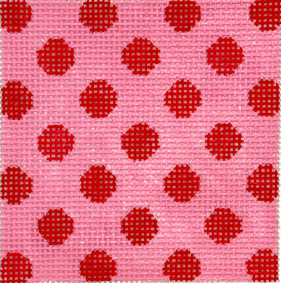 INSSQ3-05 - Polka Dots - Red on Pink with Turquoise Letter