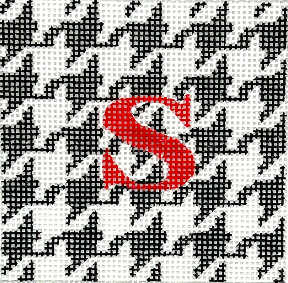 INSSQ3-09 - Houndstooth - Black and White with Red Letter