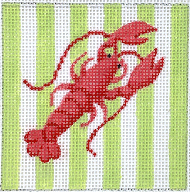 INSSQ3-15 - Lobster on Lime Cabana Stripes