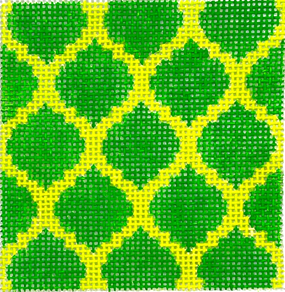 INSSQ3-16 - Quatrefoils - Emerald on Lime