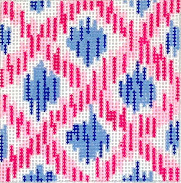 INSSQ3-30 - Ikat - Pink Lattice with Blues