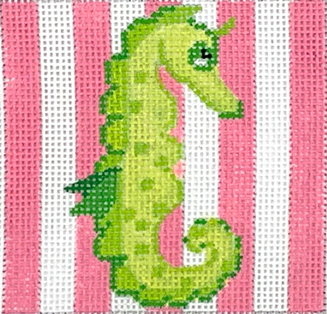 INSSQ-34 - Seahorse on Pink Cabana Stripes