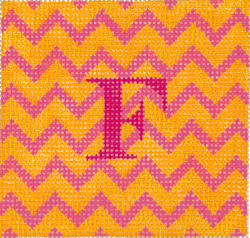 INSSQ3-45 - Zigzag - Tangerine and Pink with Magenta Letter