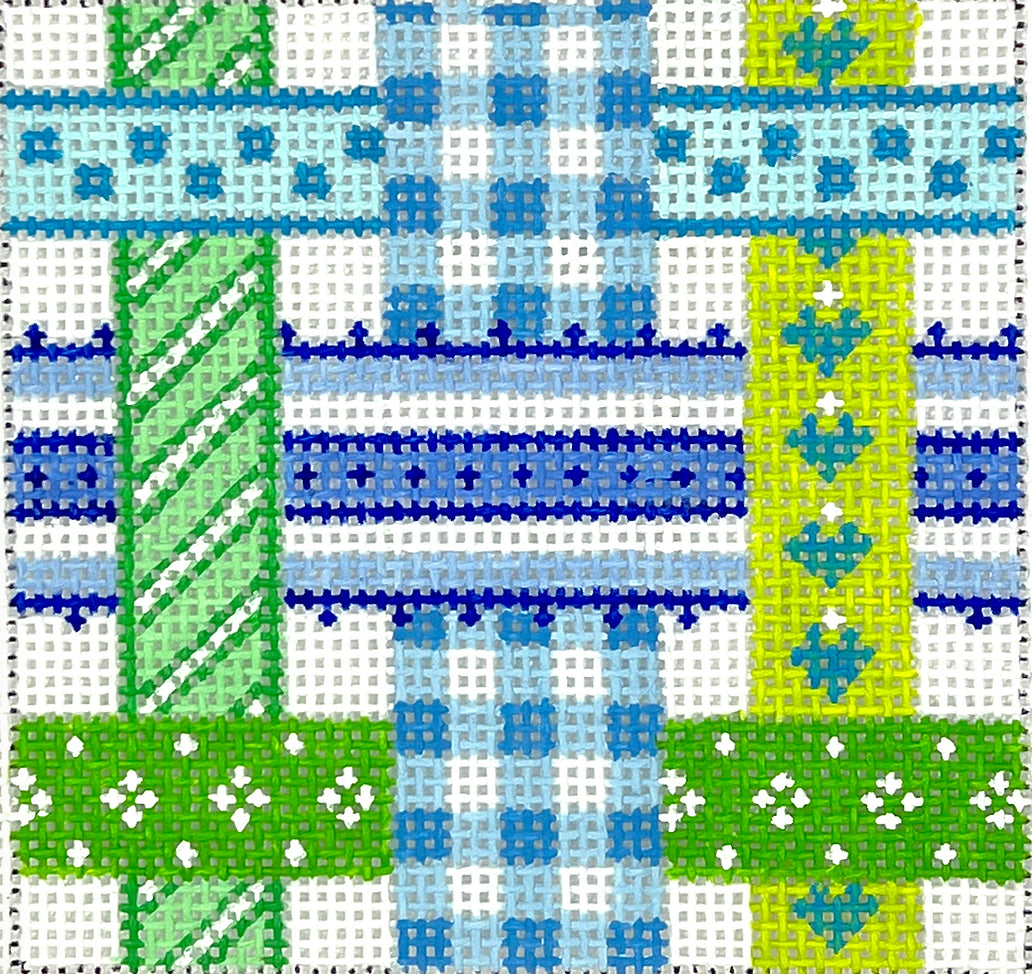 INSSQ4-24 - Woven Ribbons - Blues and Greens