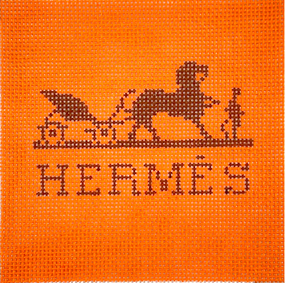 INSSQ4-04 - Hermes Caleche Logo - Orange with Brown