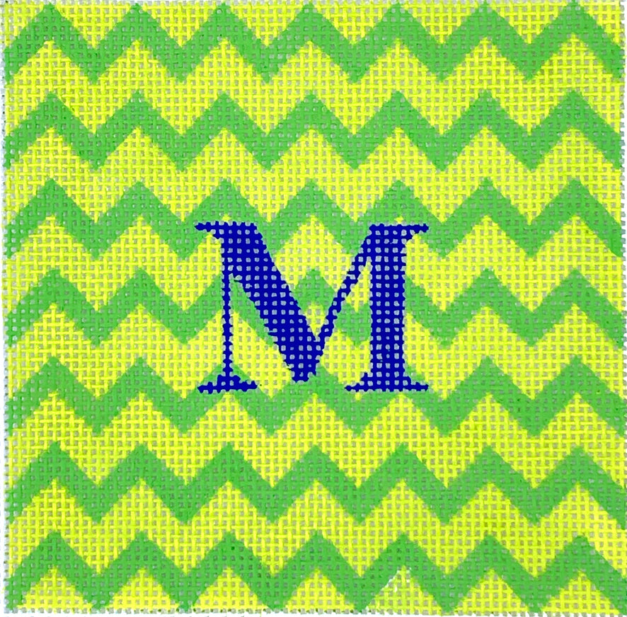 INSSQ4-53 - Zigzag - Grass Green on Lime with Blue Letter