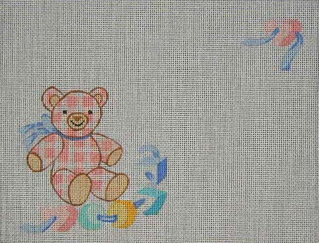 J-11 - Plaid Teddy (pink) Birth Announcement