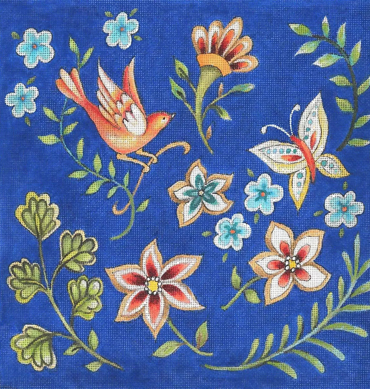 JG-133 - Folk Flower Pattern - Blue