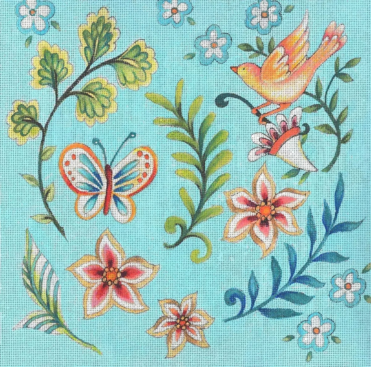 JG-134 - Folk Flower Pattern - Light Blue