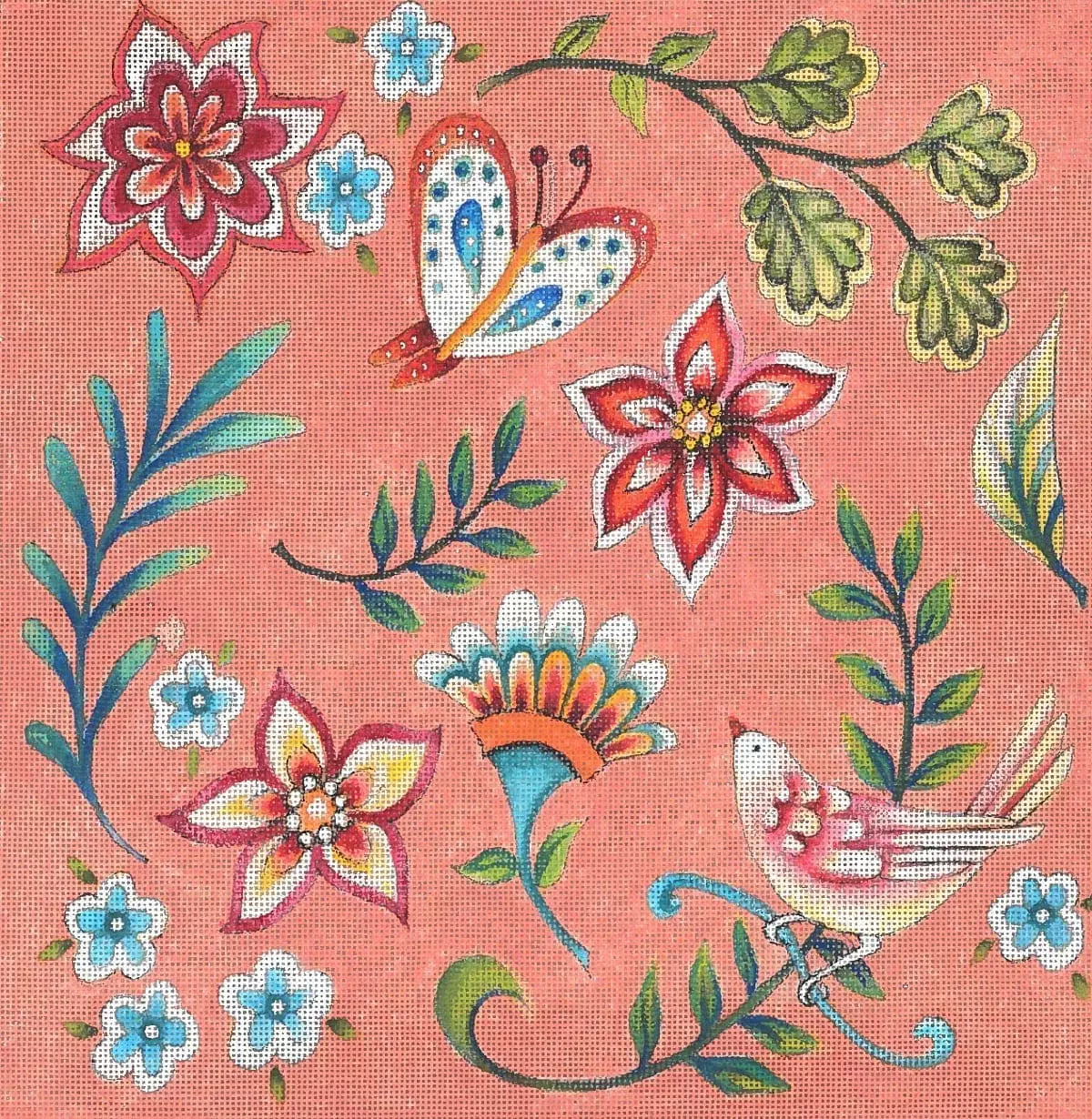 JG-135 - Folk Flower Pattern - Peach