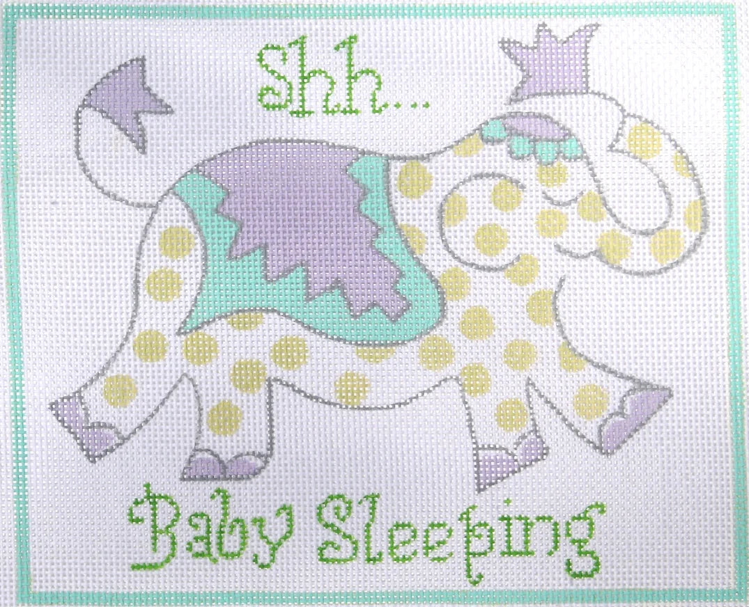 JW-DH-04 - "Shh ... Baby Sleeping" - Green Elephant