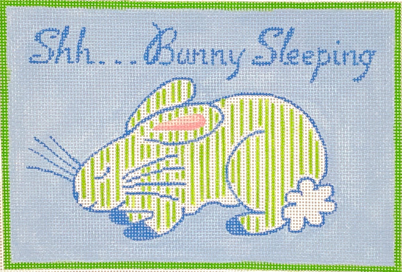 JW-DH-07 - "Shh ... Bunny Sleeping" - Blue and Green