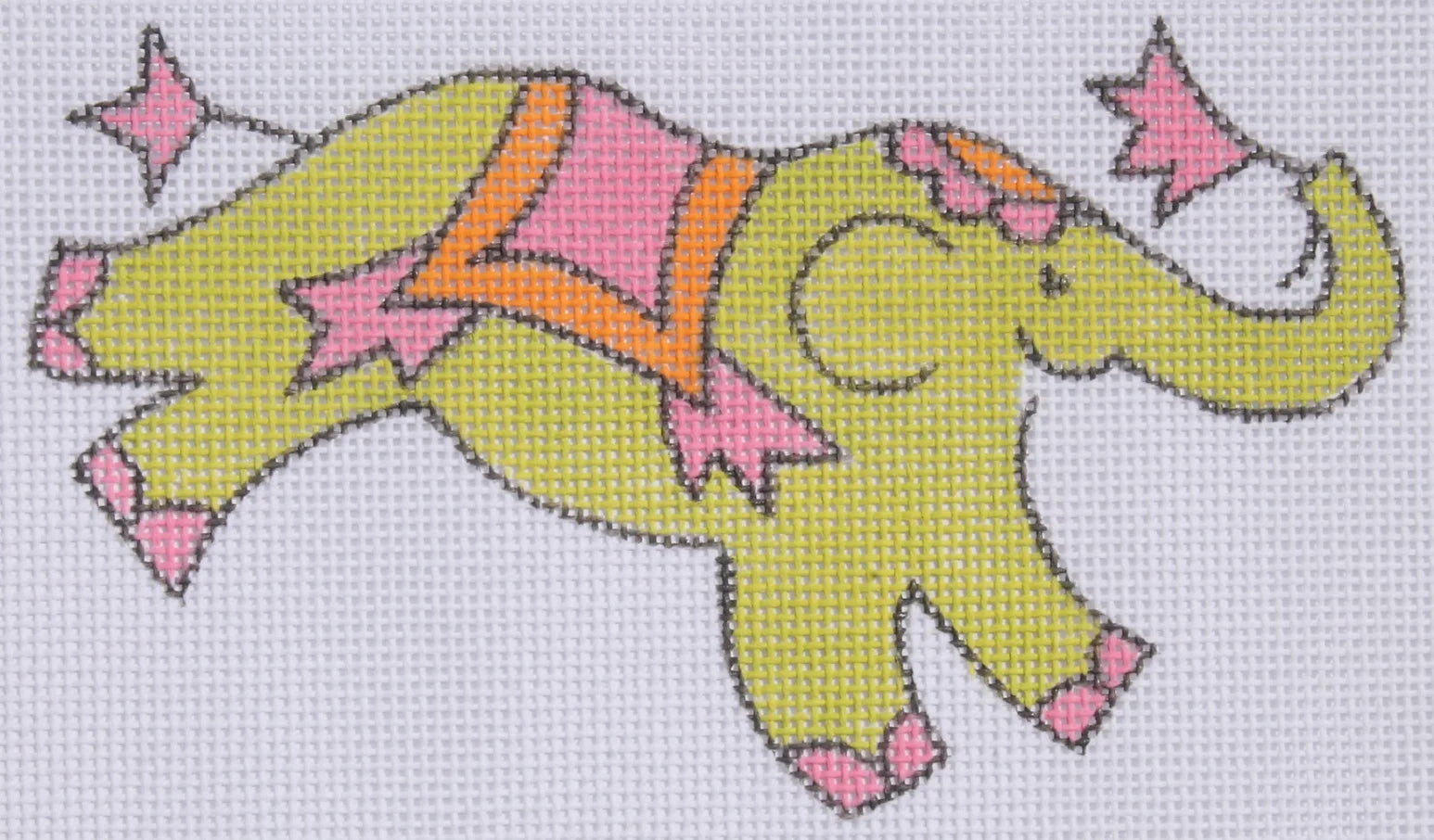 JW-OM-07 - Elephant - Solid Lime with Pink and Orange