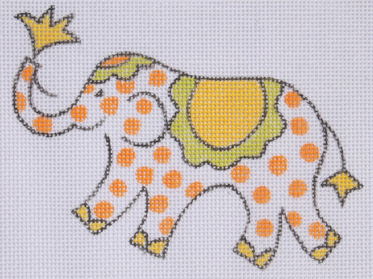 JW-OM-08 - Elephant - Orange Polka Dots with Yellow and Lime