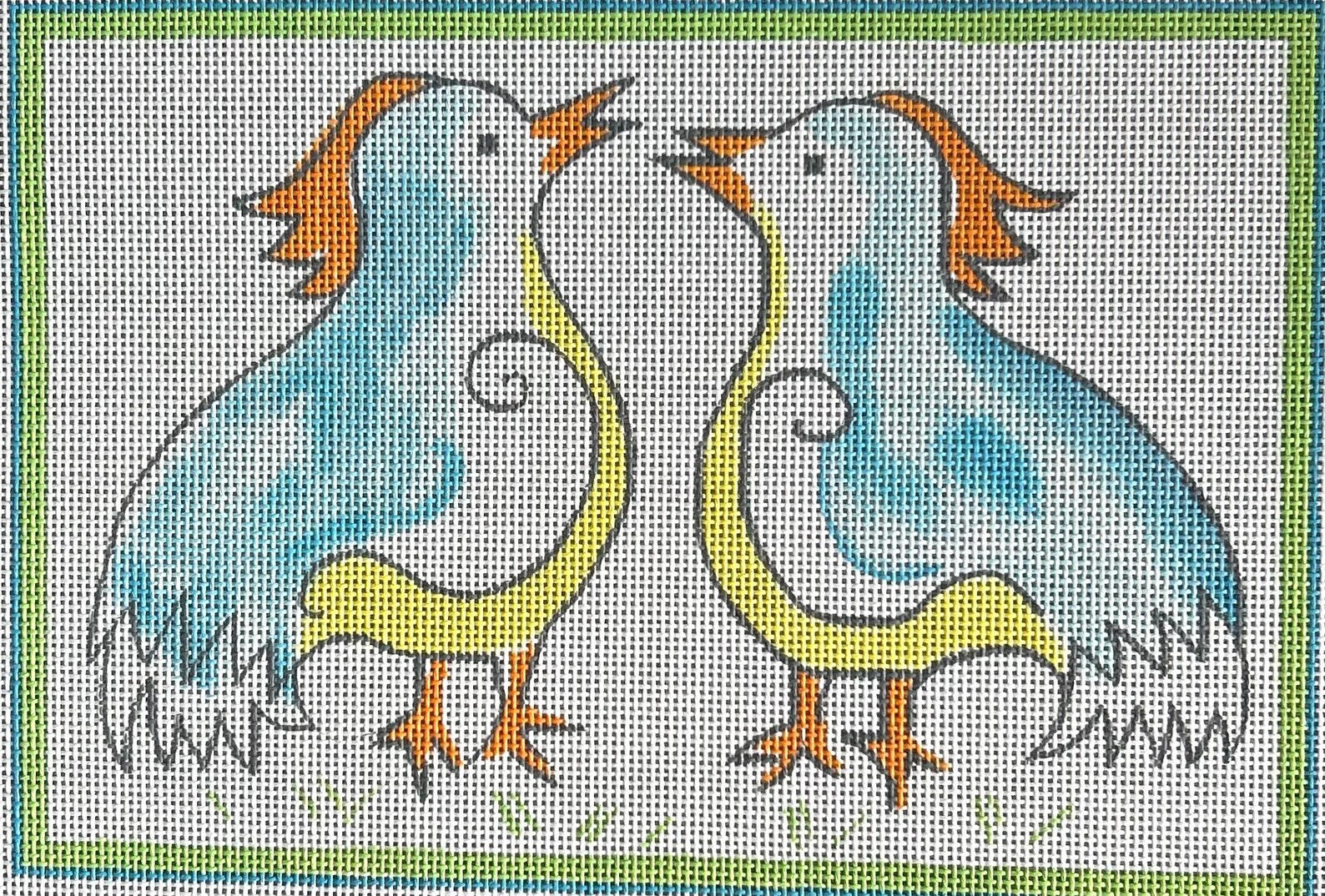 JW-PL-05 - Two Chatty Birds – blue, yellow, orange & green