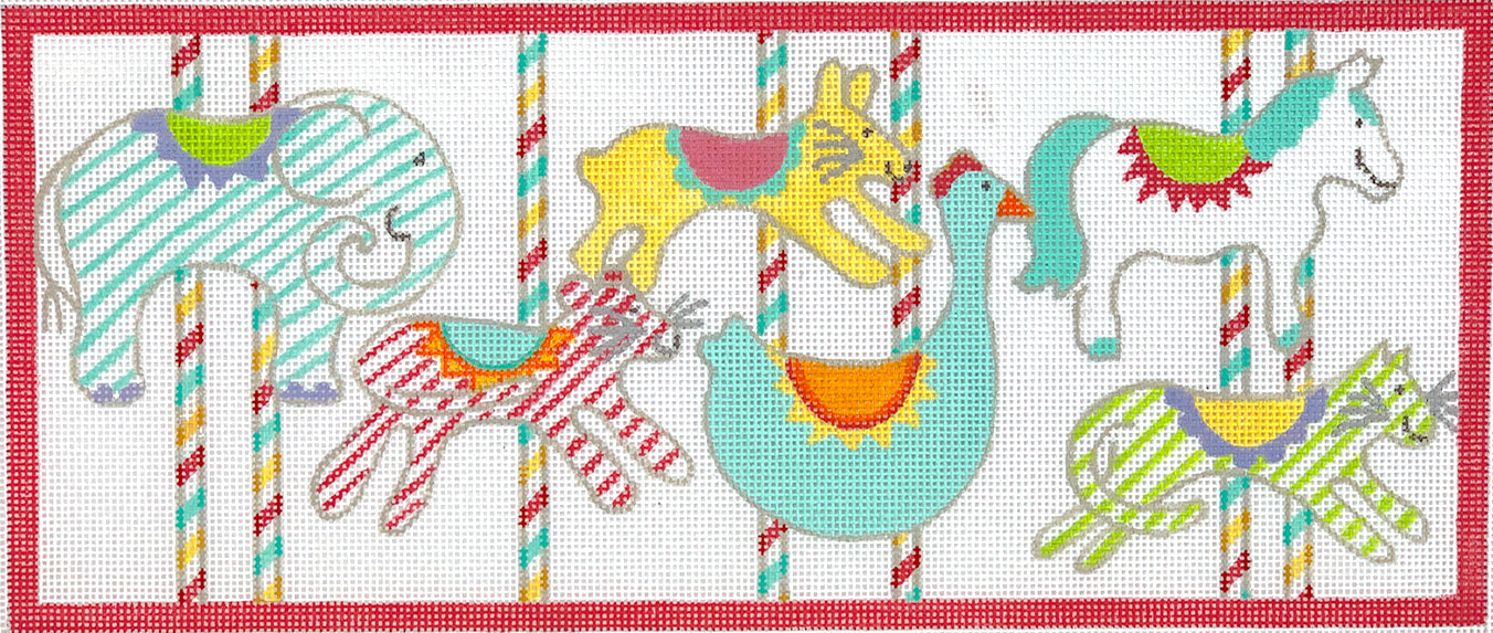 JW-PL-15 - Carousel Animals - Coral, Turquoise, Yellow, Lime, Orange and Lavender