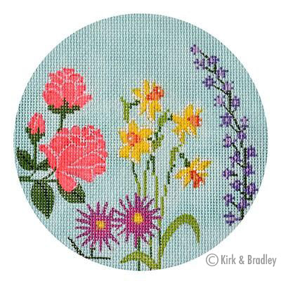 KB 1317 - English Garden Round - Coral & Yellow