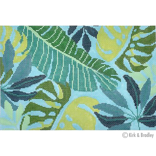 KB 1404- Tropical Leaves Clutch - Blue