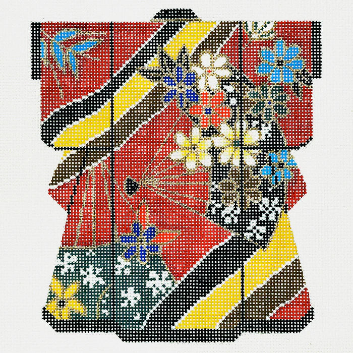 KB19 - Red with Fans Medium Kimono