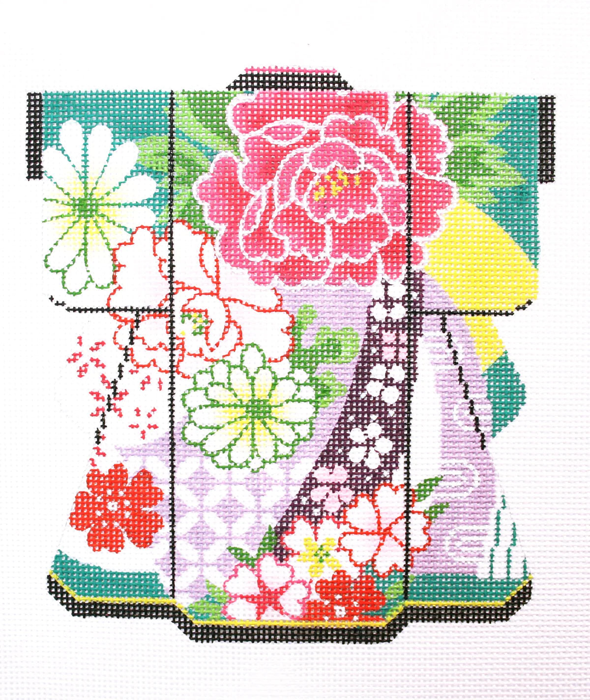 KB37 - Bouquet on Teal Medium Kimono