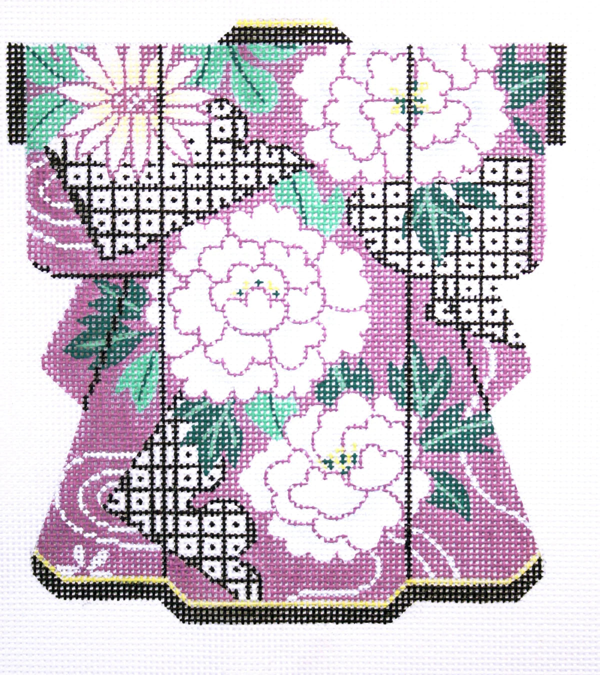 KB41 - White Floral on Purple Medium Kimono