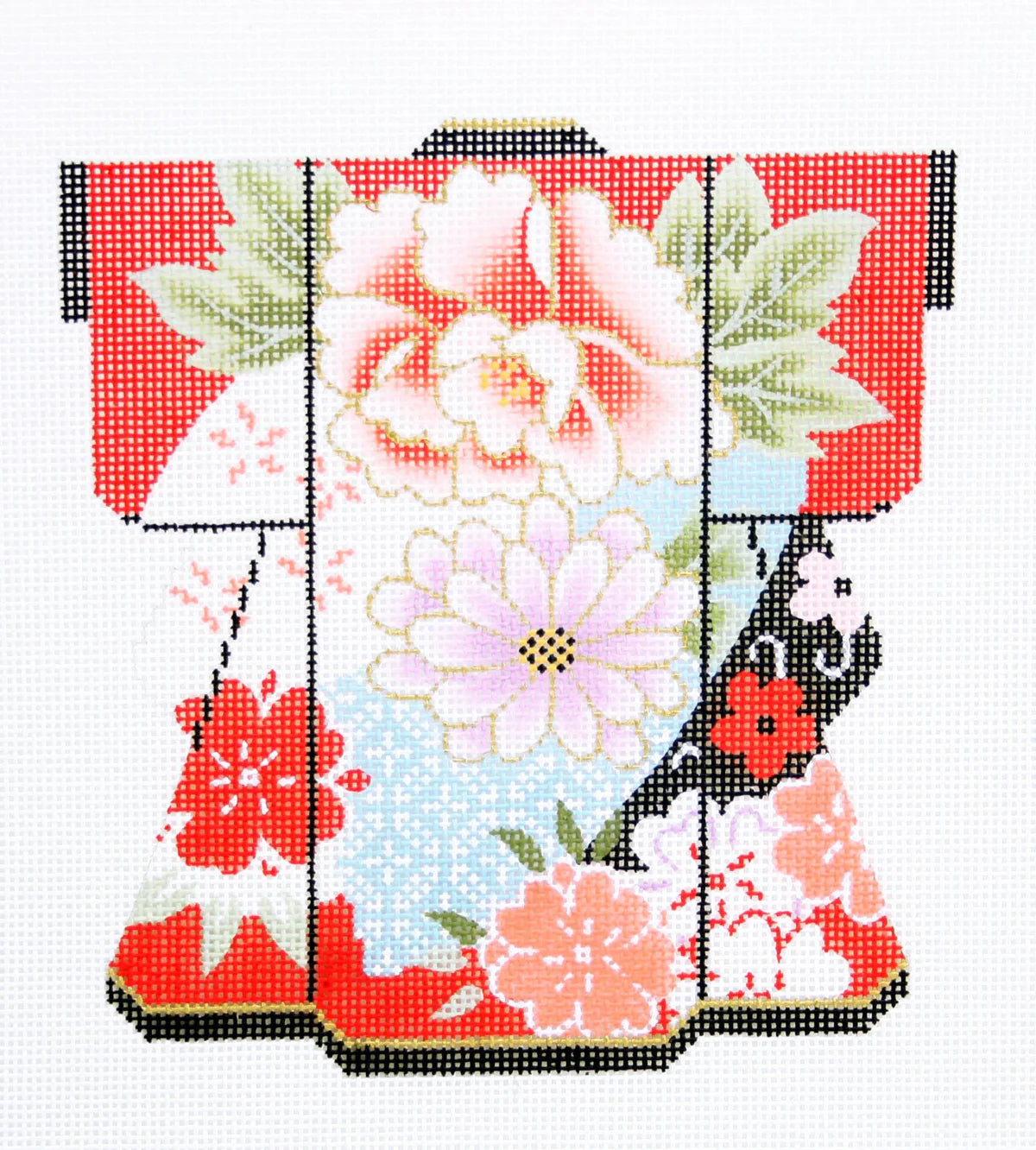 KB44 - Blossoms on Red Medium Kimono